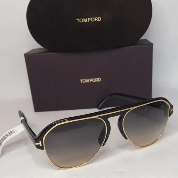 Tom Ford MARSHALL FT 0929 Shiny Black/Grey Brown Shaded 58/16/145 unisex Sunglas - Picture 2 of 9